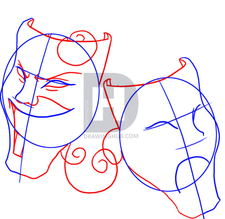 741x720 How To Draw Masks, Step - Drama Mask Drawing