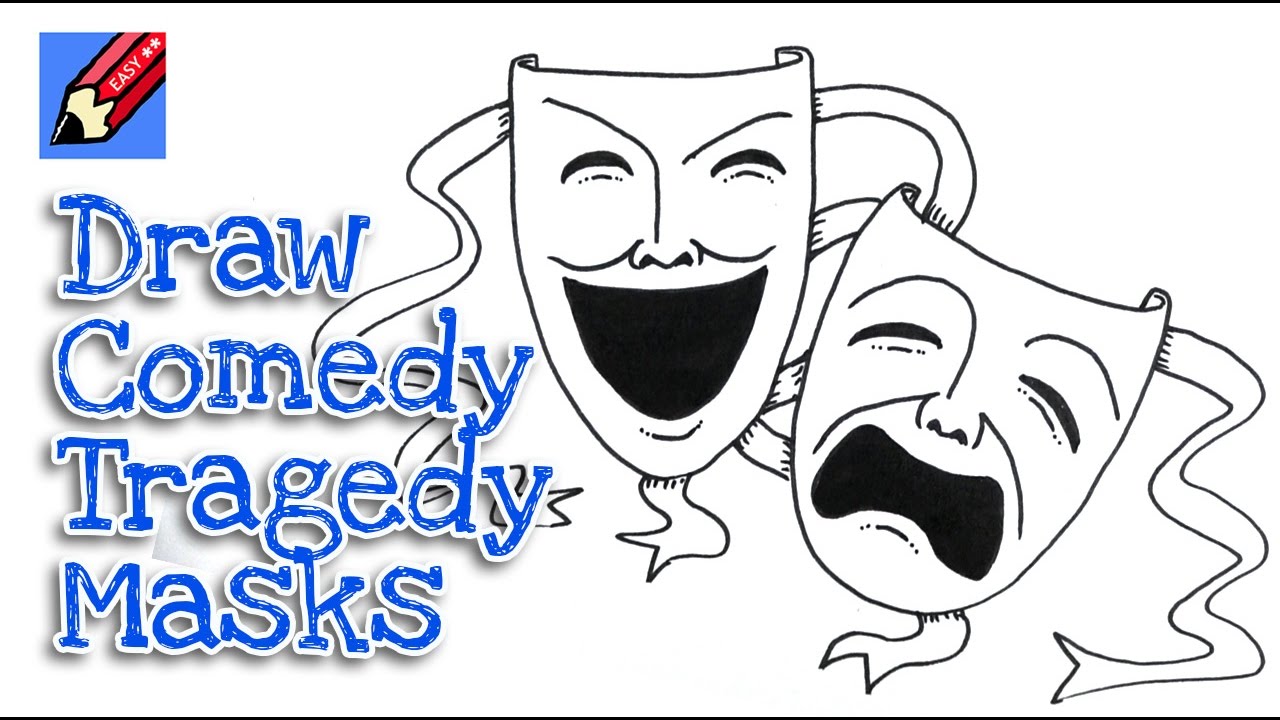 1280x720 how to draw tragedy and comedy masks real easy - Drama Mask Drawing