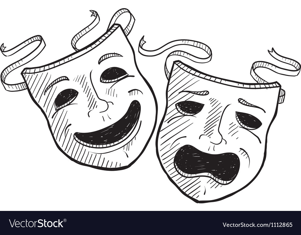 1000x780 Huge Collection Of 'drama Masks Drawing' Download More Than - Drama Mask Drawing