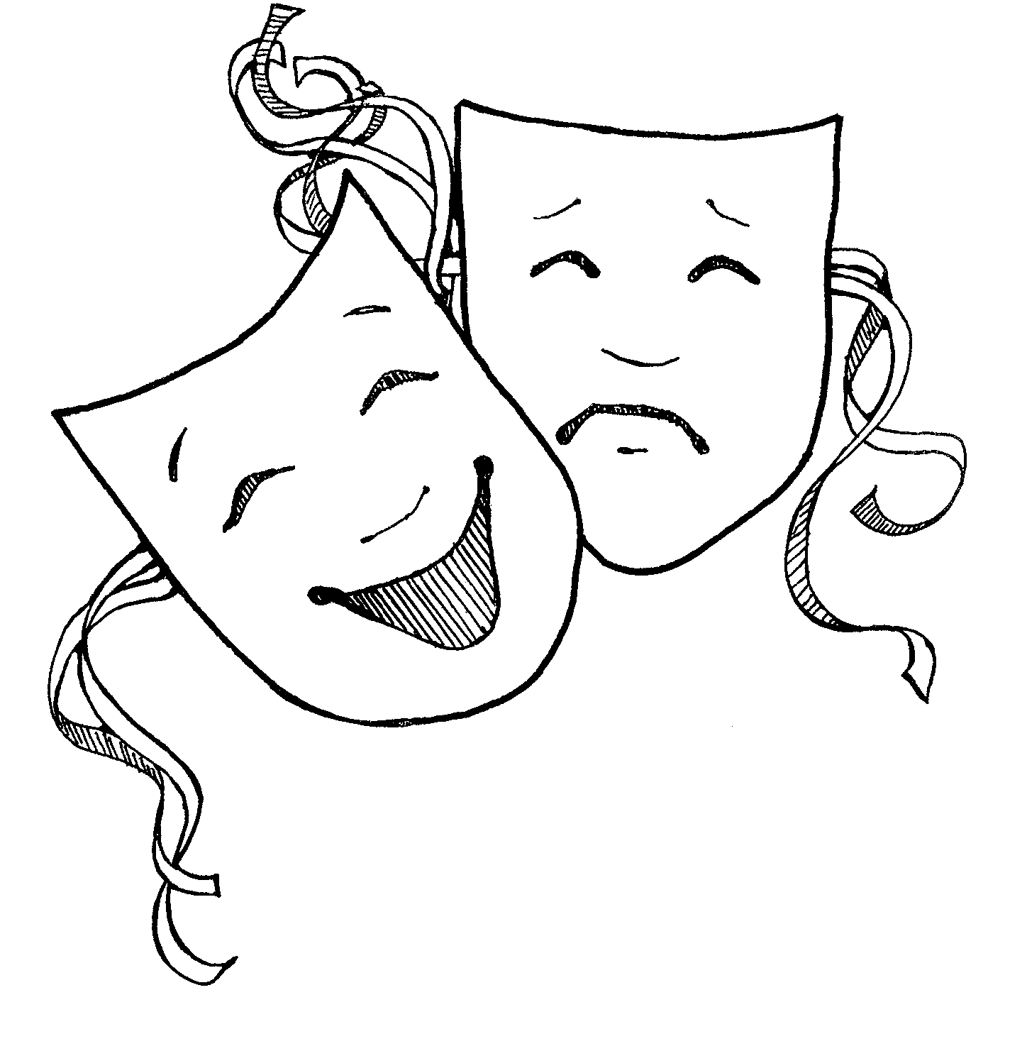 1448x1488 tragedy mask free clipart - Drama Mask Drawing