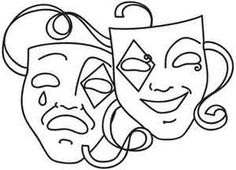 236x170 clip art drama masks theater masks line art theatre mask - Drama Mask Drawing