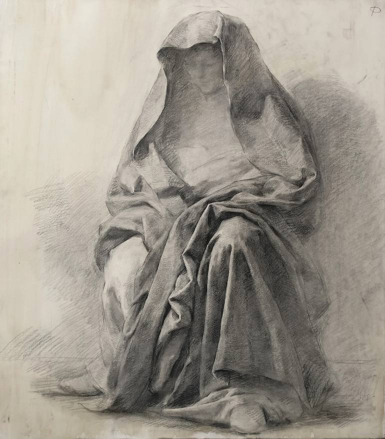 770x877 drapery and folds drawing - Drapery Drawing