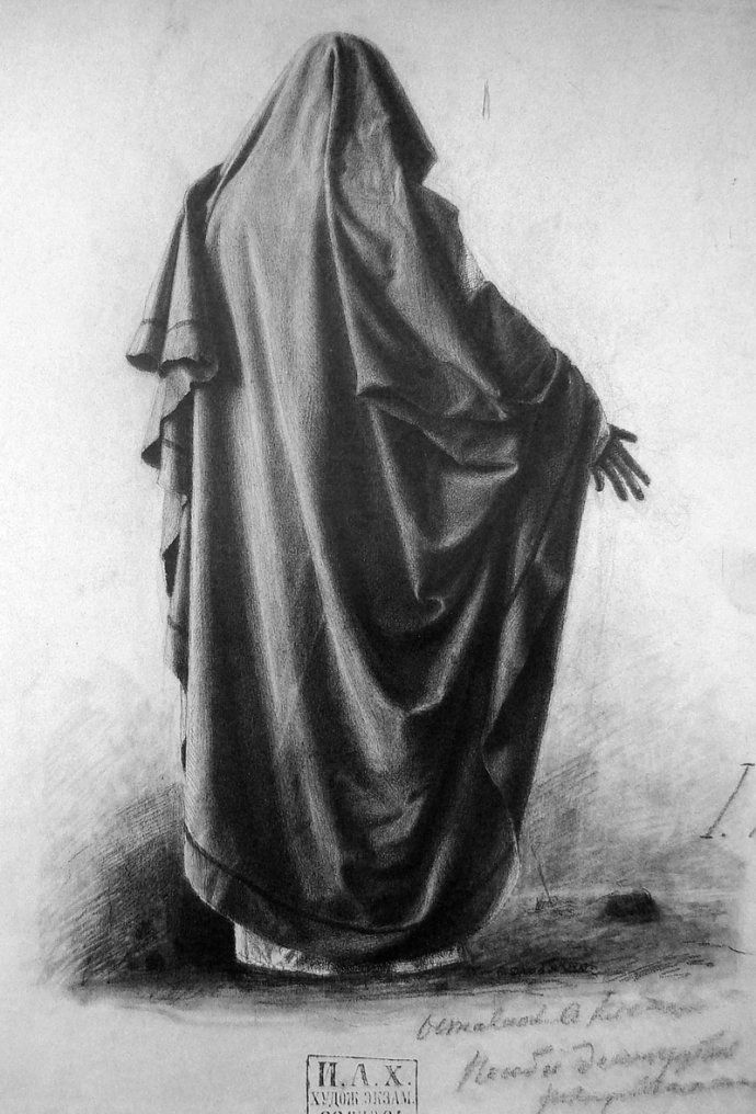 690x1016 drapery study drapery, drapery drawing, drawings - Drapery Drawing