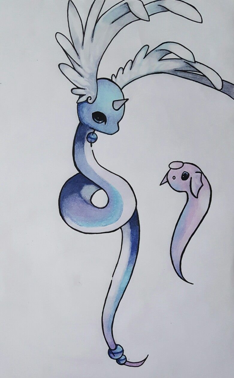 781x1263 finished draw dragonair and dratini lost my colourless blend but - Dratini Drawing
