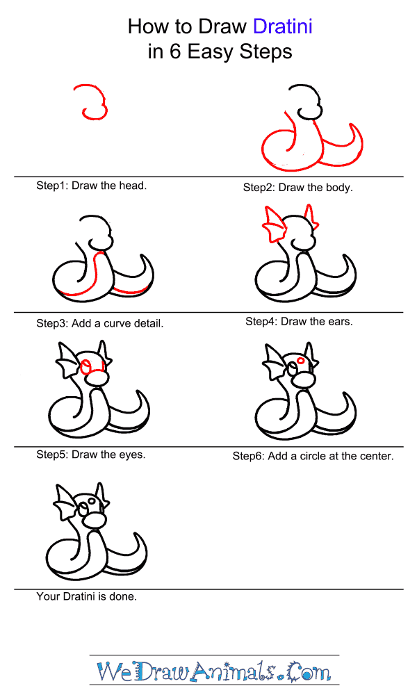 600x1000 How To Draw Dratini Pokemon - Dratini Drawing