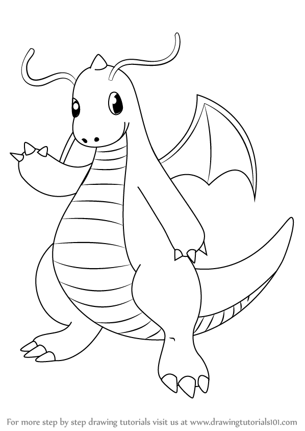 598x844 Learn How To Draw Dragonite From Pokemon - Dratini Drawing