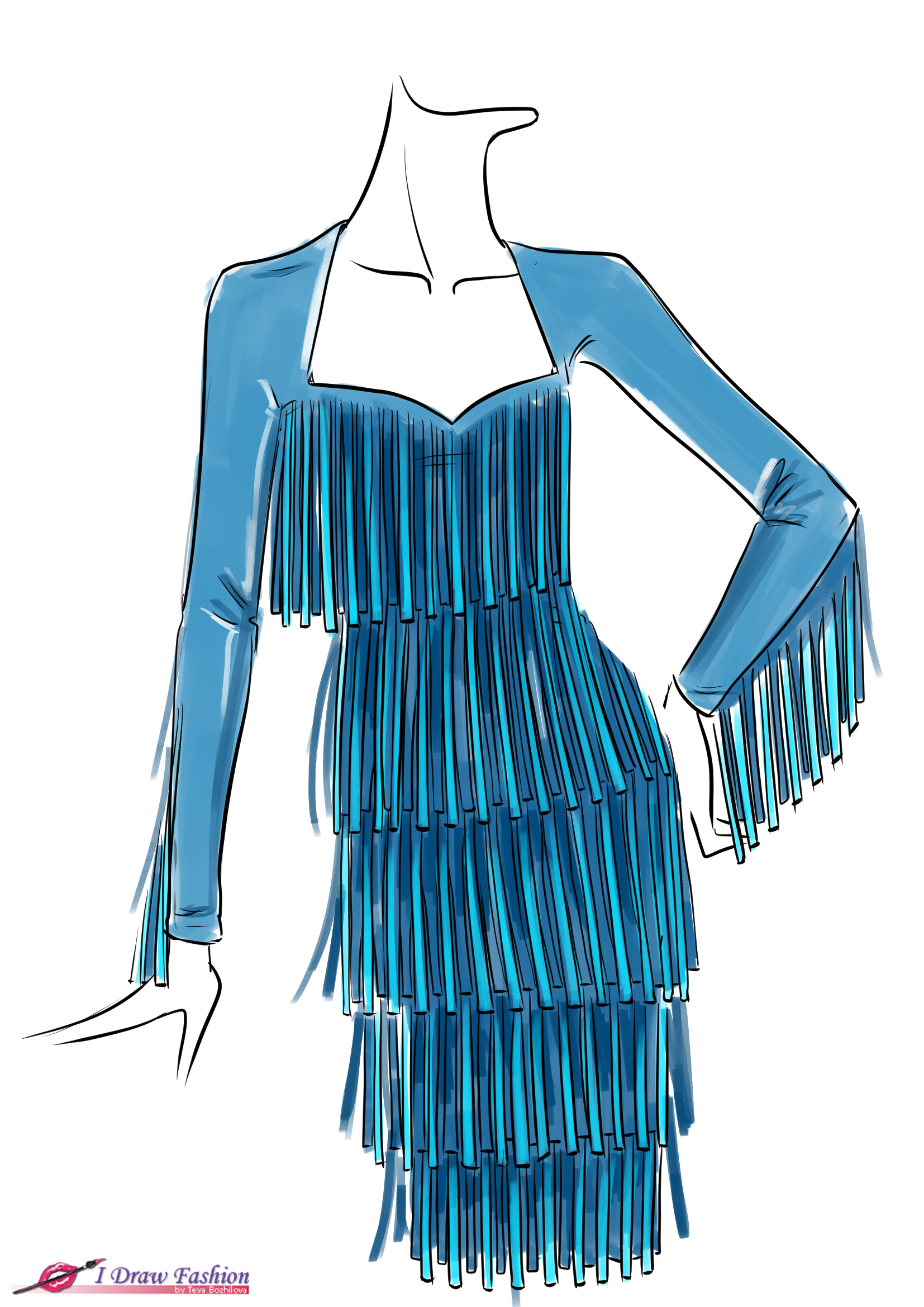 1654x2339 how to draw fringe dress i draw fashion - Draw Fashion Drawing