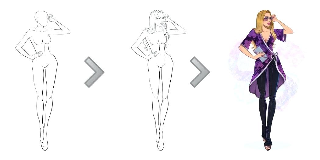 1050x525 Fashion Drawing Template - Draw Fashion Drawing