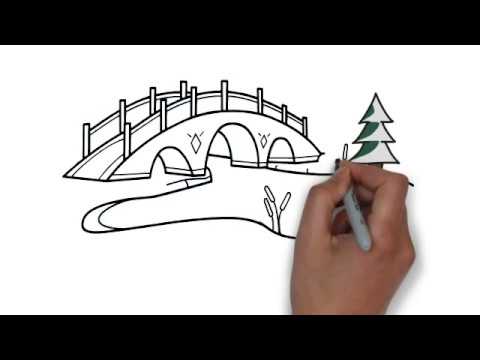 480x360 How To Draw Bridge Scenery River And Bridge Art Tv - Drawbridge Drawing