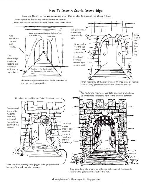 496x640 How To Draw Worksheets For The Young Artist Printable How To Draw - Drawbridge Drawing
