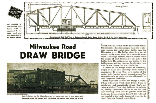 600x397 Milwaukee Road Swing Bridge Drawing - Drawbridge Drawing
