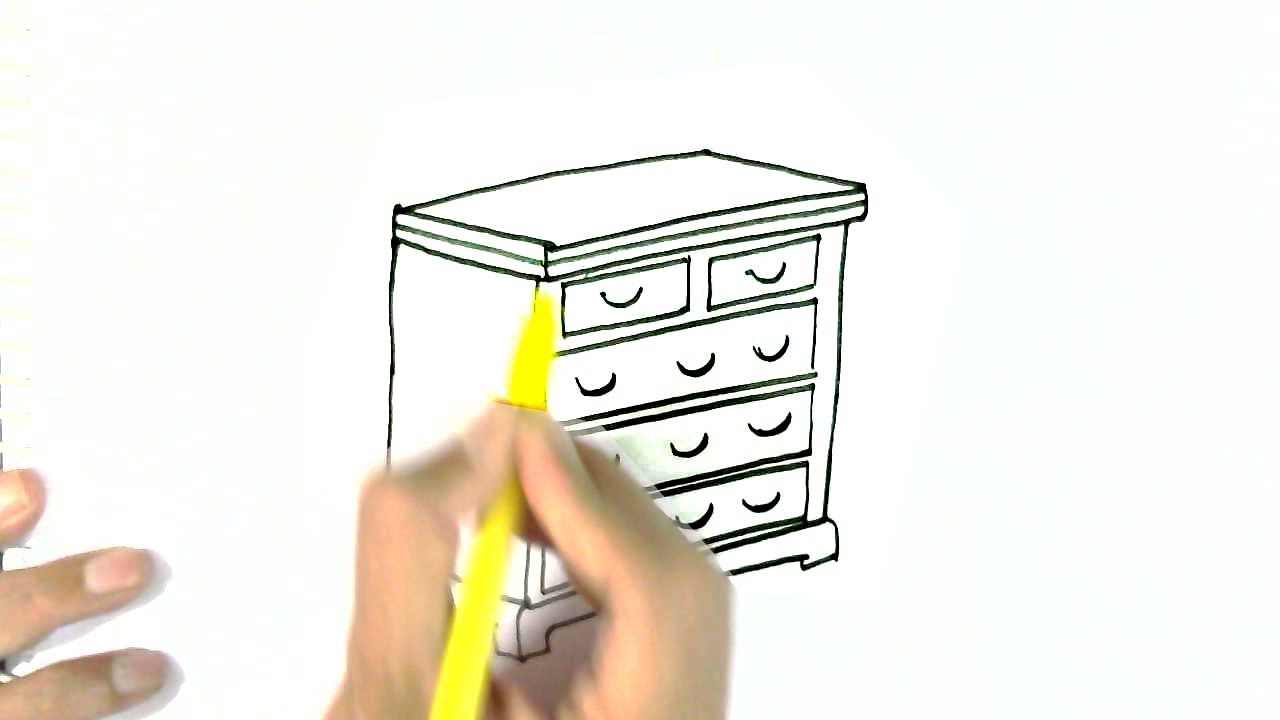 1280x720 How To Draw A Chest Of Drawers Easy Steps For Children, Kids - Drawer Drawing