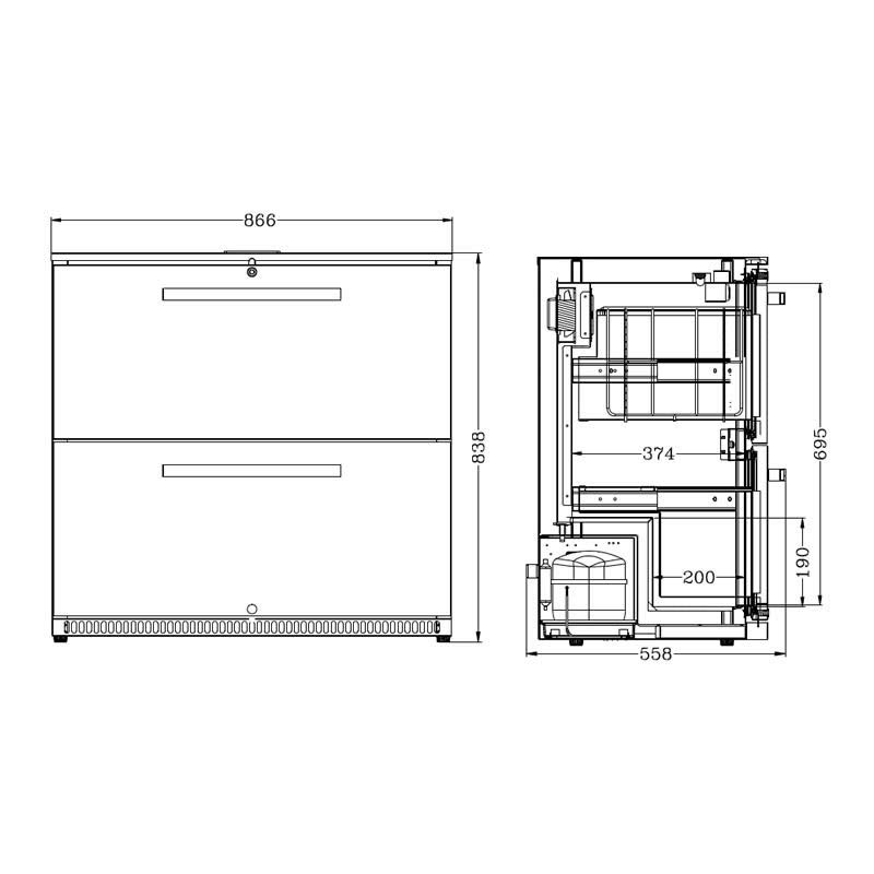 800x800 Husky Refrigeration - Drawer Drawing