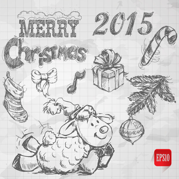 600x600 Hand Drawing Christmas Accessories Vector Free Download - Drawing 2015
