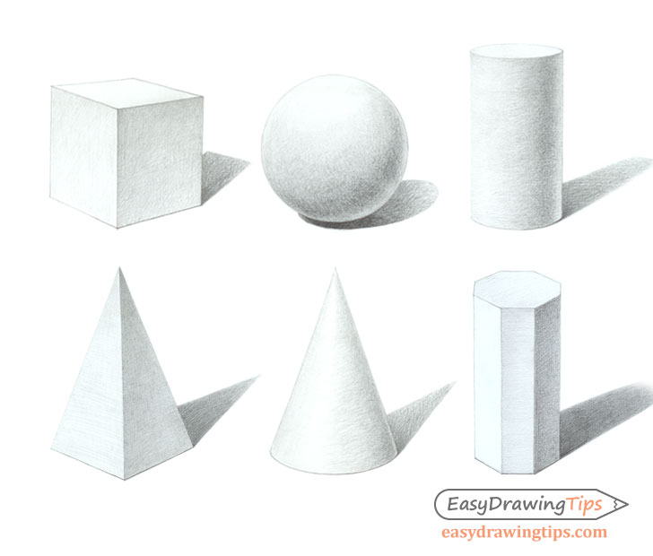 728x620 How To Shade Basic Shapes Tutorial - Drawing 3 Dimensional Shapes