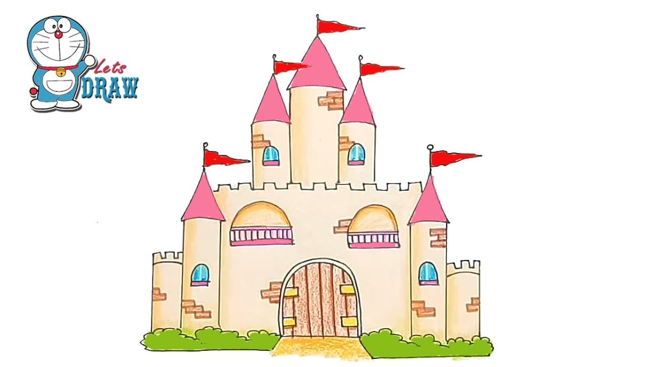 1280x720 How To Draw A Castle Step - Drawing A Castle Step By Step