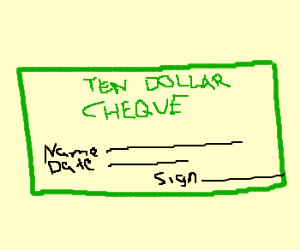 300x250 Ten Dollar Cheque Drawing - Drawing A Cheque