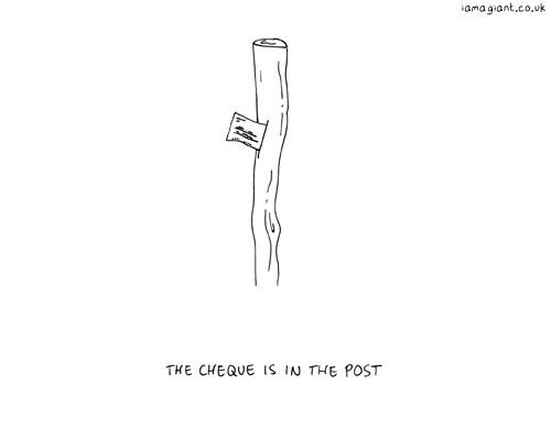 500x400 The Cheque Is In The Post Darren's Drawings Drawings, Artwork - Drawing A Cheque