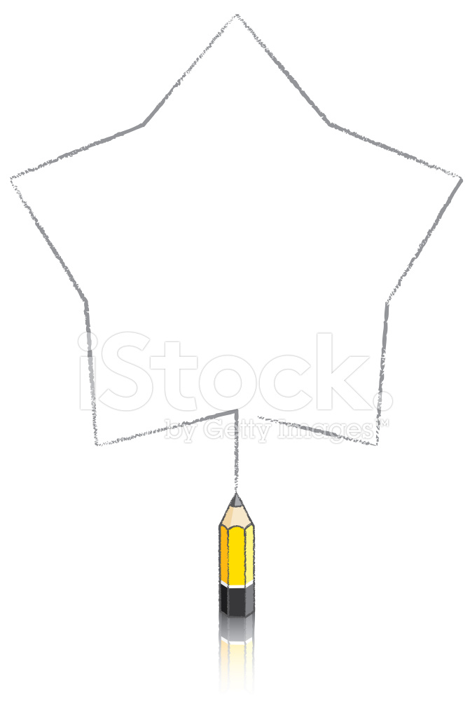 671x1024 Yellow Lead Pencil Drawing Fat Five Pointed Star Stock Vector - Drawing A Five Pointed Star