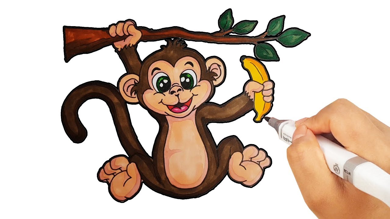 1280x720 How To Draw Monkey Drawing With Colored Markers For Kids - Drawing A Monkey
