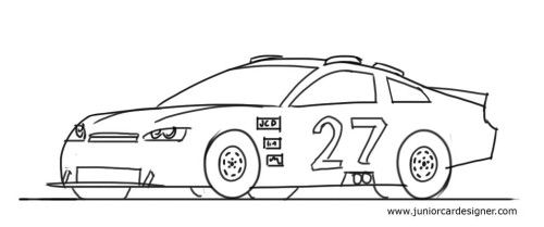 500x209 How To Draw A Nascar Race Car Step - Drawing A Race Car