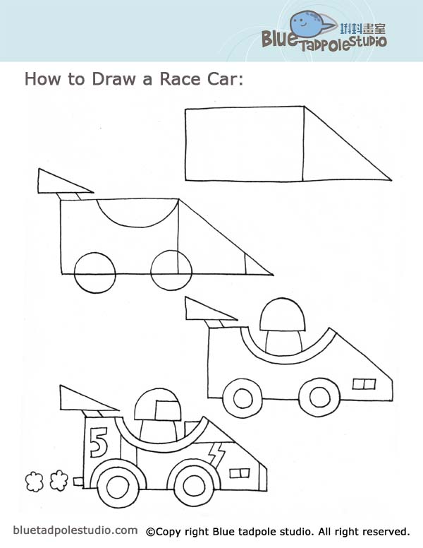 600x776 Blue Tadpole Studio - Drawing A Race Car