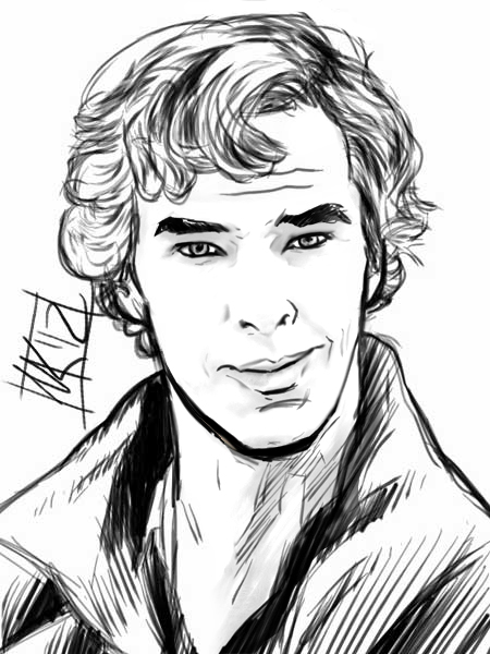 450x600 Sherlock Sketch - Drawing A Smirk