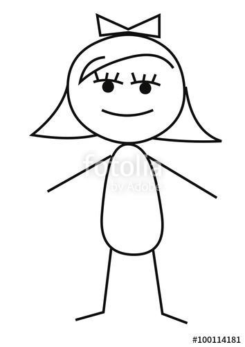 354x500 stickman style vector drawing of little girl child stock image - Drawing A Stickman