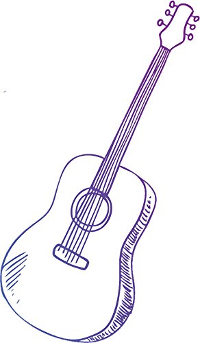 292x500 Colorful Musical Instrument Drawing Vinyl Decal - Drawing Acoustic Guitar