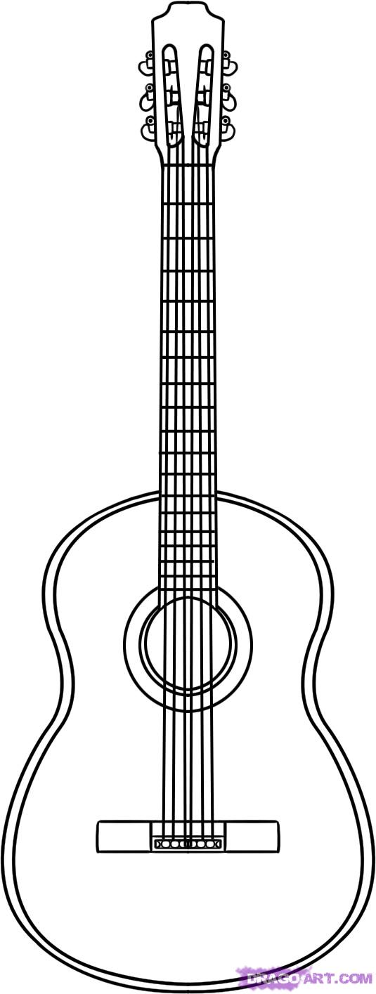 535x1415 How To Draw A Guitar, Step - Drawing Acoustic Guitar