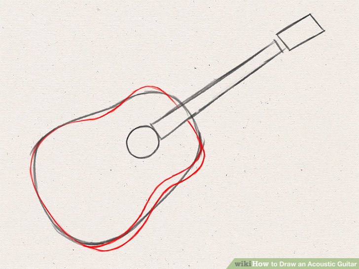 728x546 how to draw an acoustic guitar steps - Drawing Acoustic Guitar
