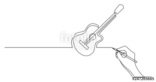 500x264 hand drawing business concept sketch of acoustic guitar stock - Drawing Acoustic Guitar