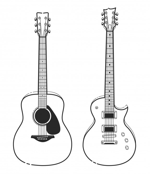 626x726 acoustic guitar vectors, photos and free download - Drawing Acoustic Guitar