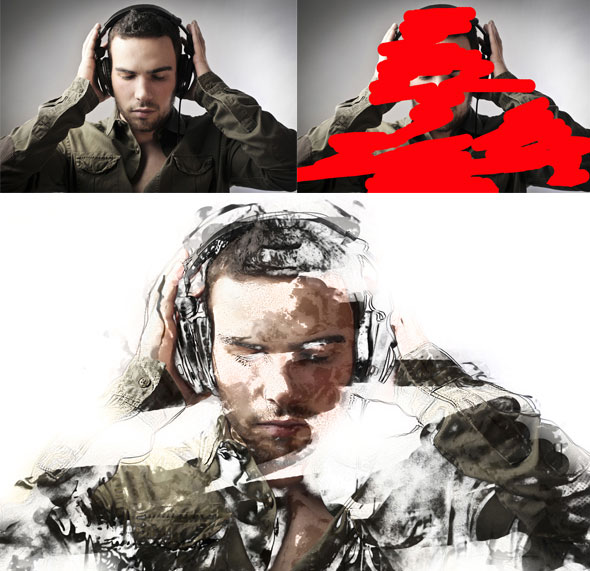 590x571 Artistic Watercolor Sketch Effect Photoshop Actions Web - Drawing Action Photoshop Free