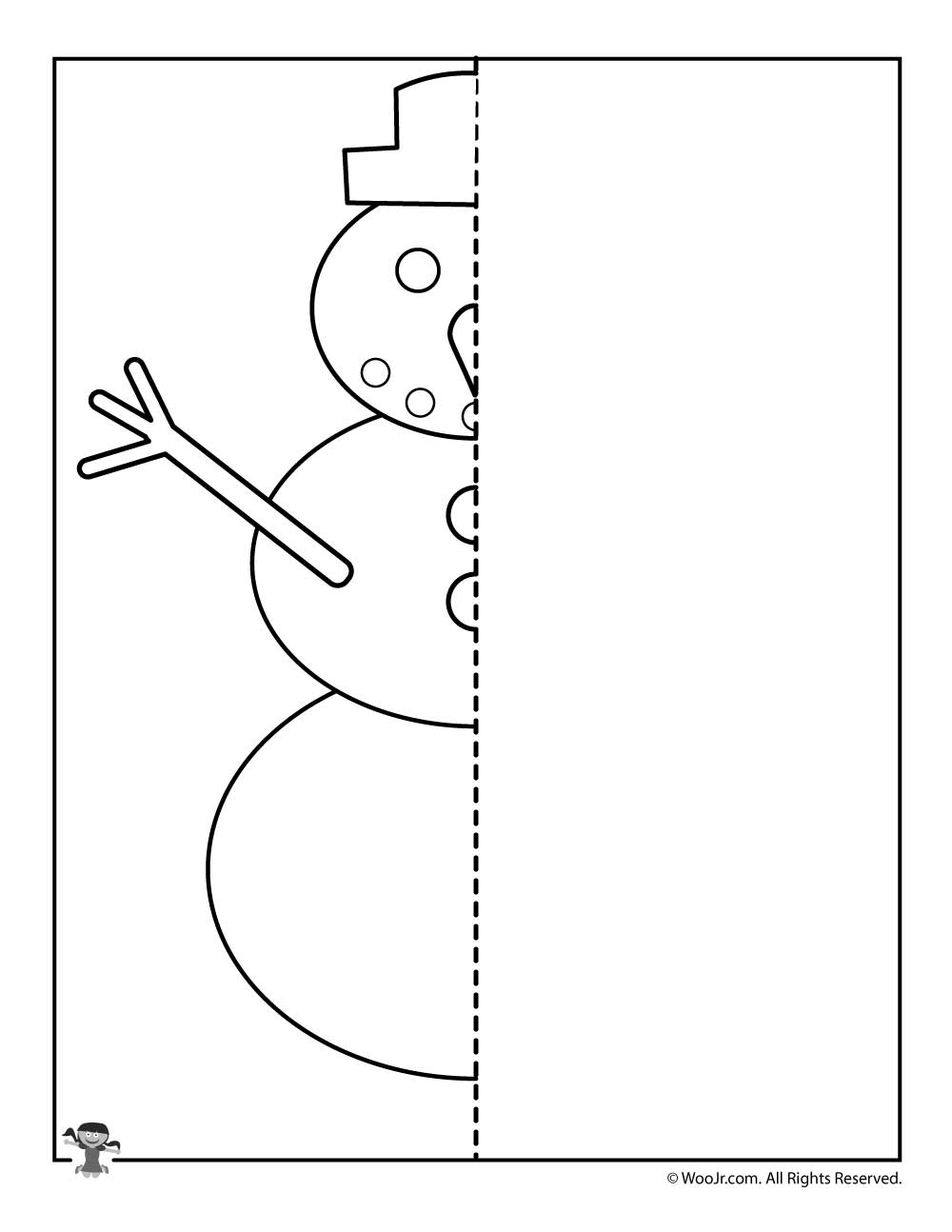 1000x1294 Winter Snowman Finish The Picture Drawing Activity Woo! Jr Kids - Drawing Activities