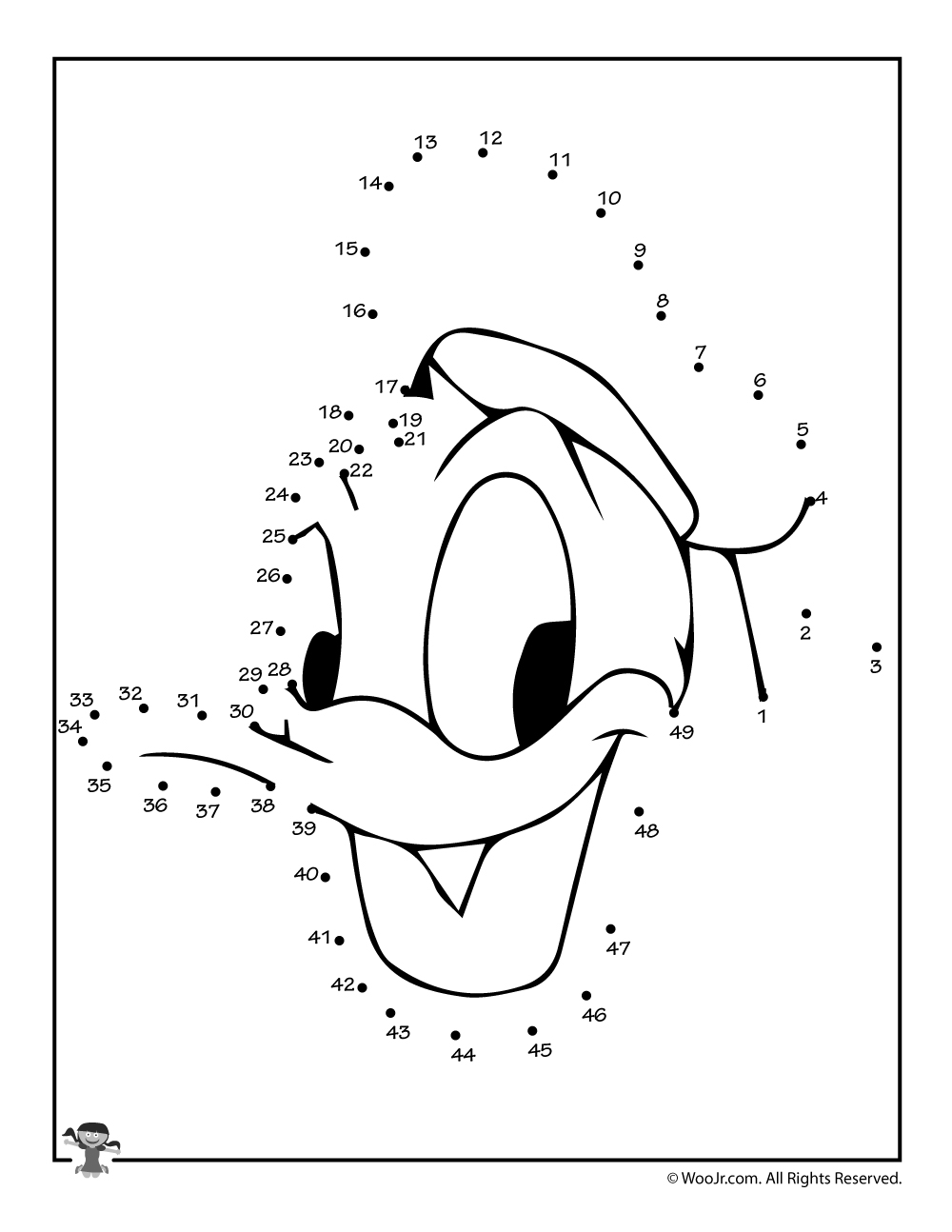 1000x1294 Donald Duck Dots Drawing Activity - Drawing Activities