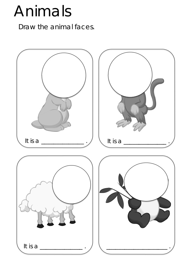 Draw worksheet. Zoo animals activities for Kids. Wild animals Worksheets for Kindergarten. ESL Kids Worksheets animals. Animals faces Worksheets for Kids.