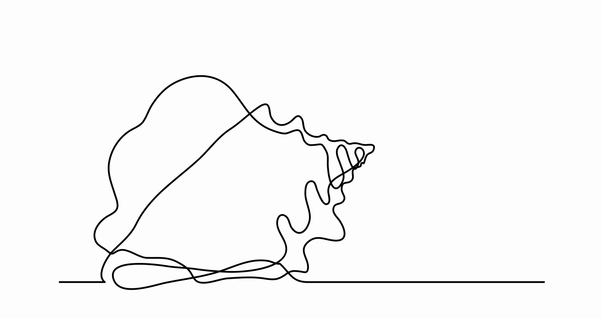 1920x1013 Self Drawing Animation Of Single Line Drawing Of Sea Shell Motion - Drawing Animation Video