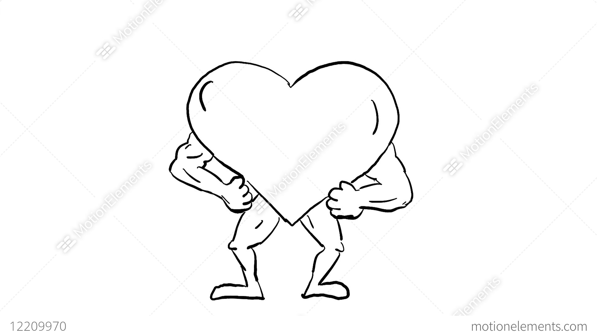 1920x1080 super heart flexing muscle drawing animation stock animation - Drawing Animation Video