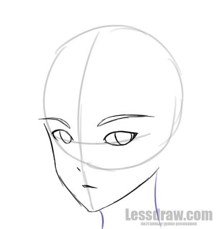 422x447 How To Draw Anime Boy Step - Drawing Anime Face Step By Step