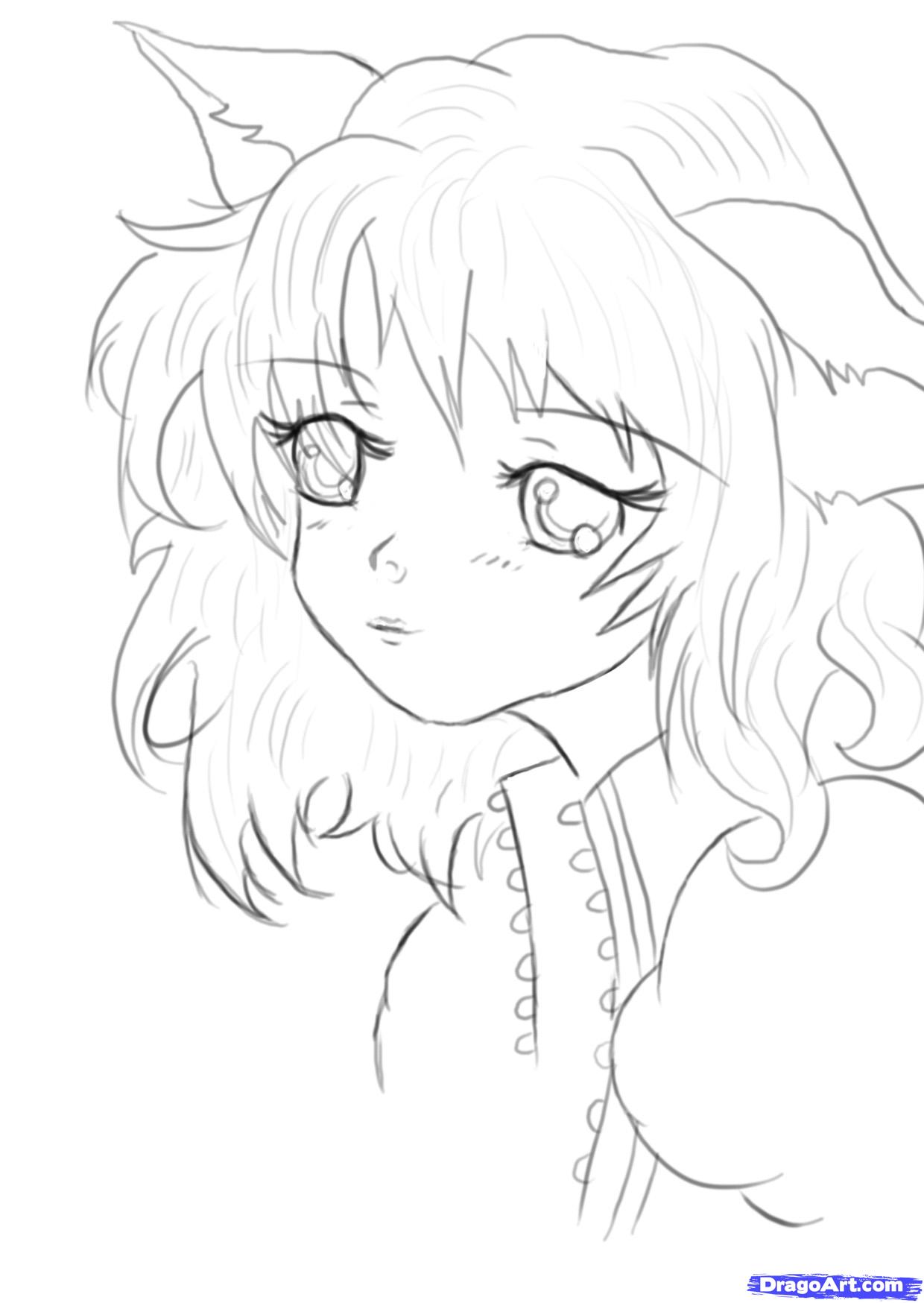 1240x1748 How To Draw A Cute Anime Face, Step - Drawing Anime Face Step By Step