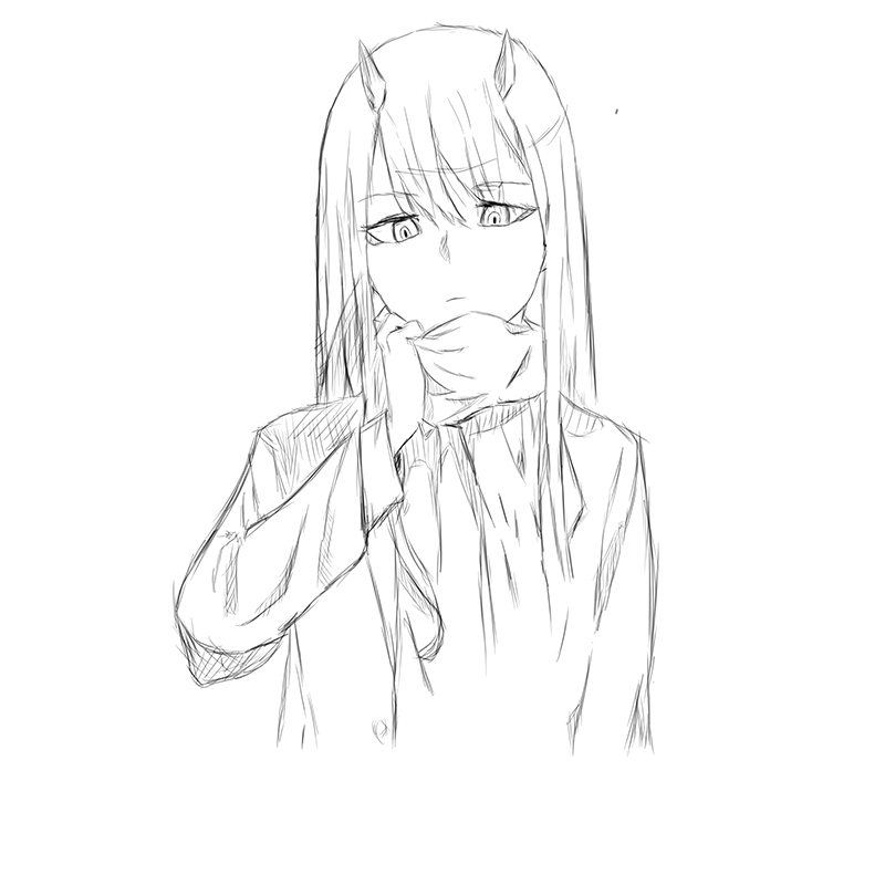800x800 First Anime Drawing On My Computer Thoughts Zerotwo - Drawing Anime On The Computer