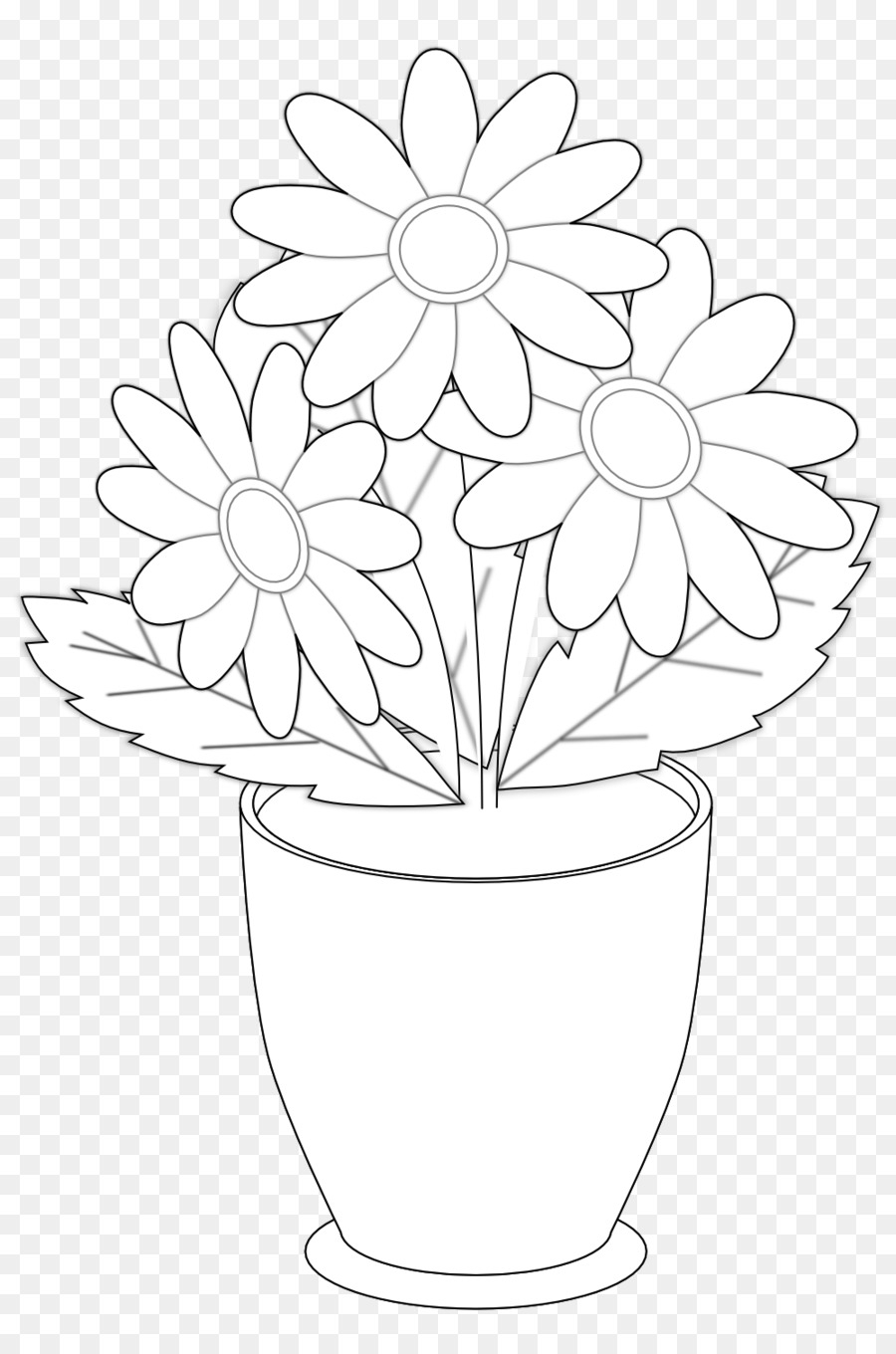 900x1360 Vase Of Flowers Drawing And Drawing Vase Flower Black And White - Drawing Art Flowers