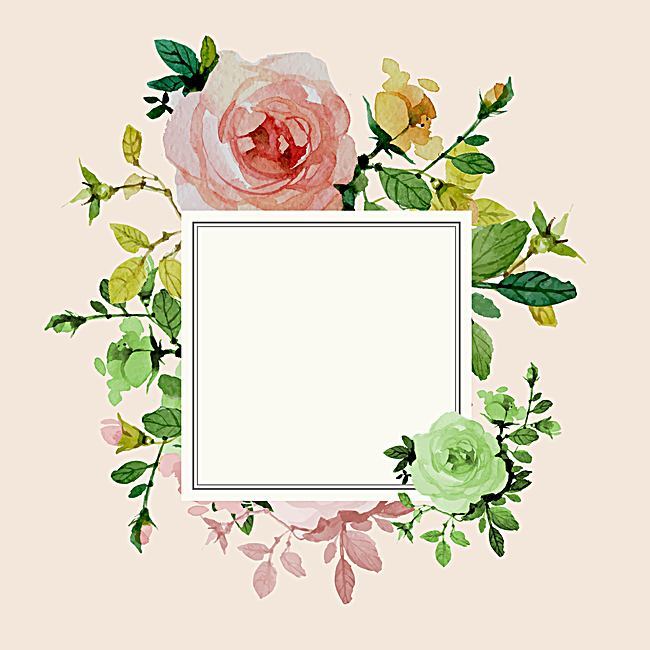 650x650 Vector Drawing Art Painted Flowers Border Background, Pink - Drawing Art Flowers