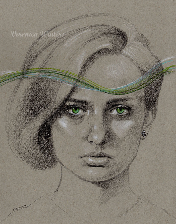 707x900 Colored Pencil Portrait Drawing Veronica Winters Romantic - Drawing Art Gallery