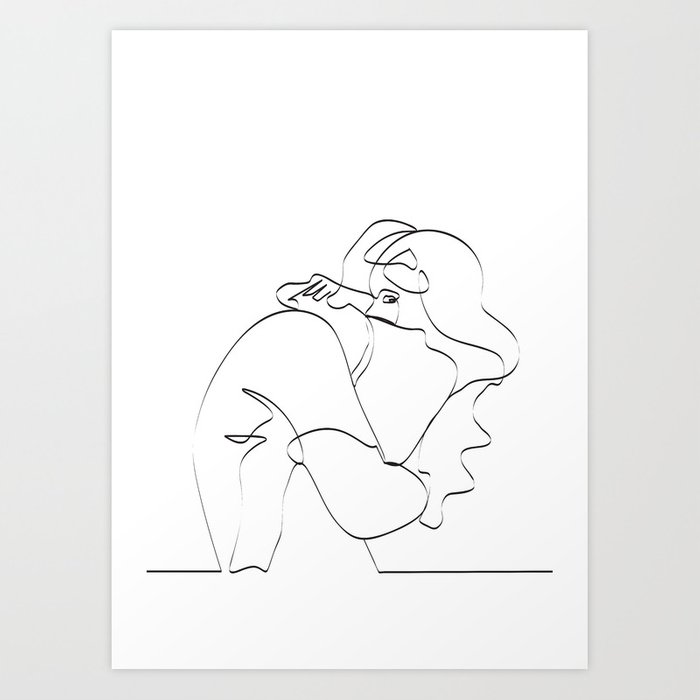 700x700 Couple Continuous Line Draw Art Print - Drawing Art Prints