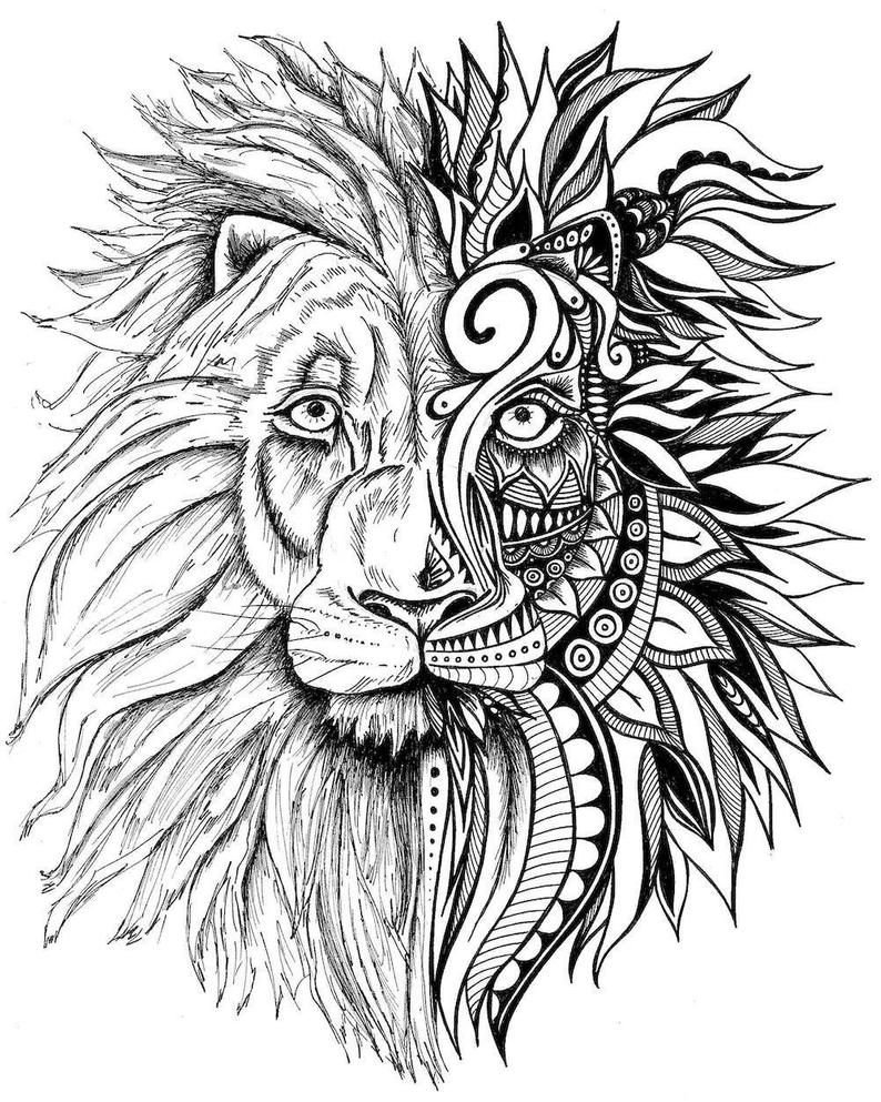 794x993 Lion Print Zentangle Art Lion Drawing Art Prints Black And Etsy - Drawing Art Prints