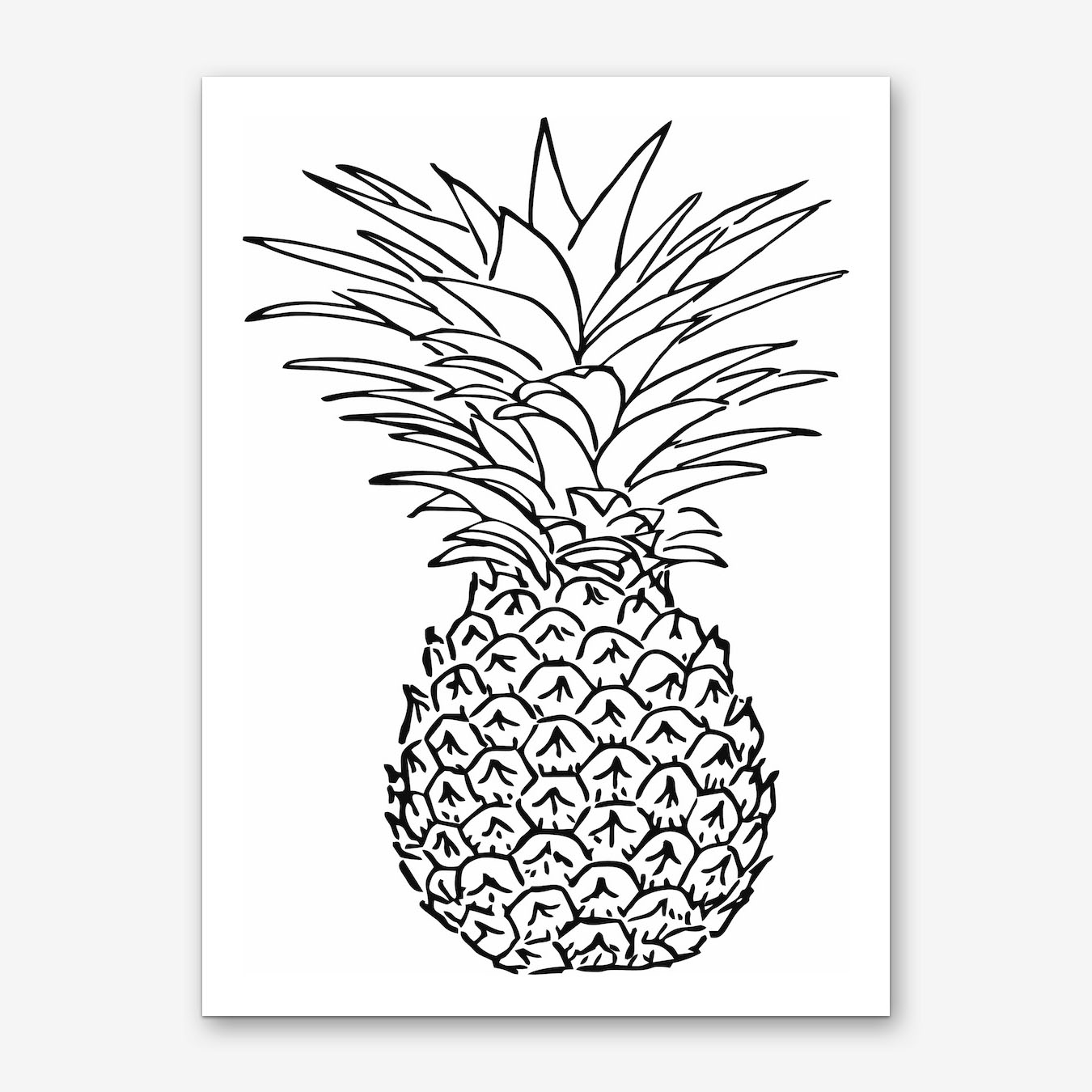 1350x1350 Pineapple Drawing Art Print Free Shipping Fy - Drawing Art Prints