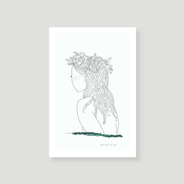 600x600 bathing minimal drawing, minimalist art prints anewall - Drawing Art Prints