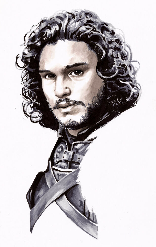 631x1000 Game Of Thrones Jon Snow Kit Harrington Original Art Drawing Ebay - Drawing Artist Game